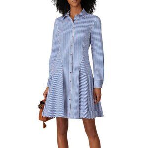 Derek Lam Collective Blue and White Striped Knee Length Shirt Dress Size 50